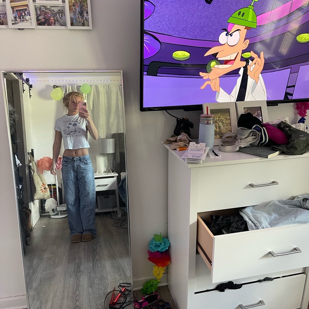 Casual Blue Jeans and White Crop Top